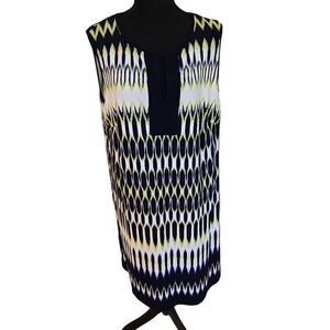 London Times Womens Plus Size Geometric Sleeveless Sheath Dress Size 16W